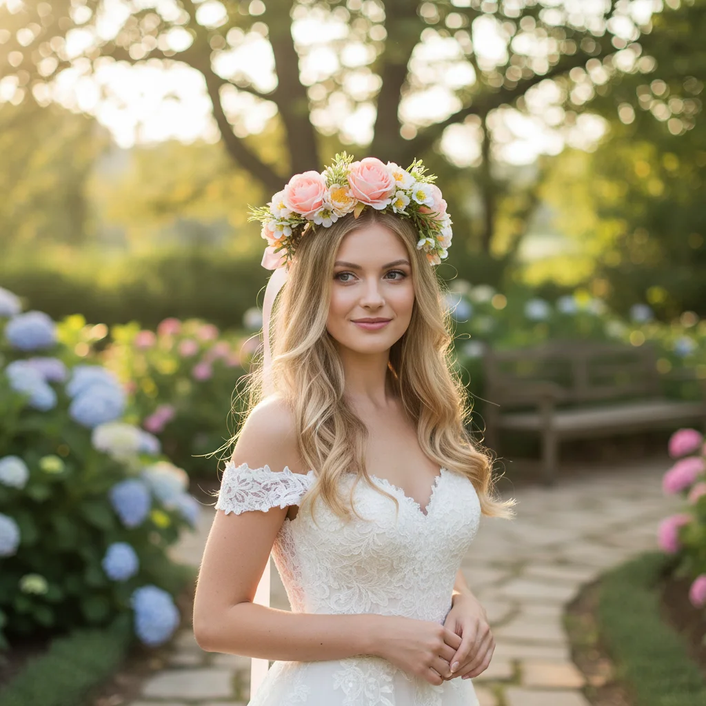 

Искусственная корона из роз для невесты, свадебный головной убор с регулируемым размером и мягким комфортным креплением