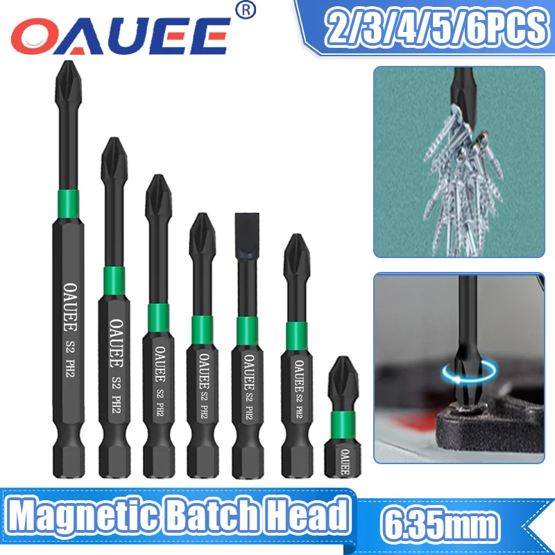 

4/5/6Pcs Magnetic Batch Head Impact Strong Cross PH2 High Hardness Screwdriver Set Anti Non-slip WaterProof Bits Set 60/70/90mm