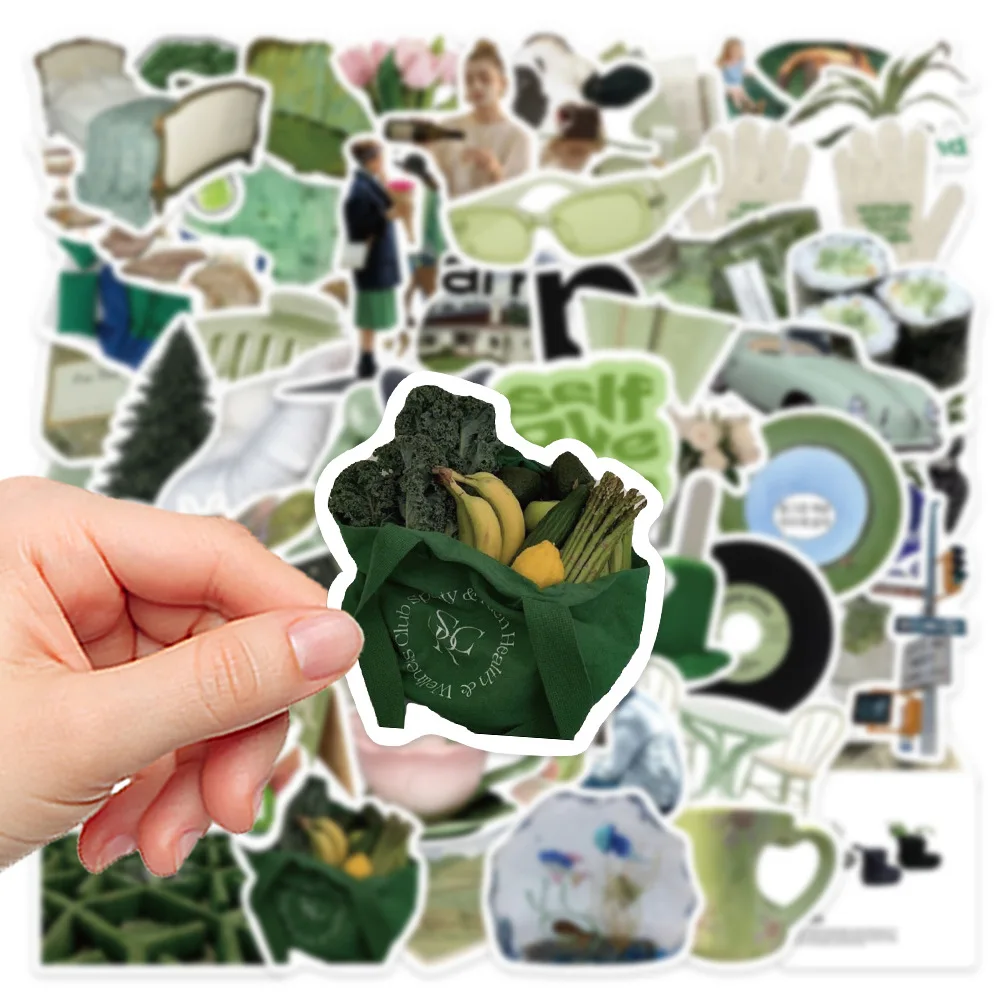 10/30/62pcs Cute Green Cartoon Stickers INS Style Graffiti Decals Decoration Scrapbook Laptop Fridge Bike DIY Kids Sticker Toys