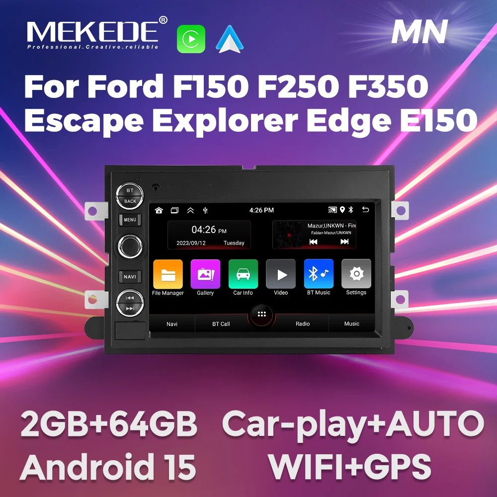 MEKEDE Android 15-Radio für Ford F150 F250 F350 Fusion Mustang Explorer Edge Focus Multimedia Carplay RDS GPS WiFi FM Autoradio