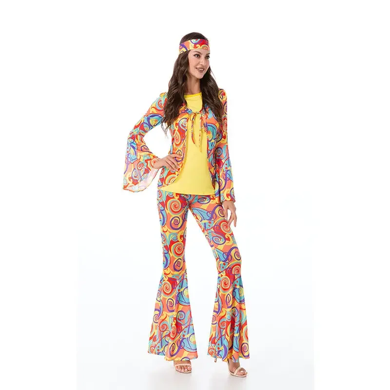 

Men And Women Suit Couple European And American Disco Hippie Dance Performance Adult Costume