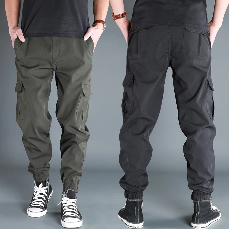 

Высокоэластичные повседневные брюки, мужские уличные свободные брюки для спецодежды, весенне-осенние многоэтажные прочные полиэфирные волокна