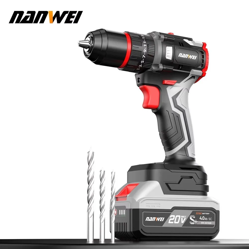 Cordless Brushless Impact Drill 70N.m Torque 13mm Metal Chuck Power Screwdriver Drilling Machine for Home DIY