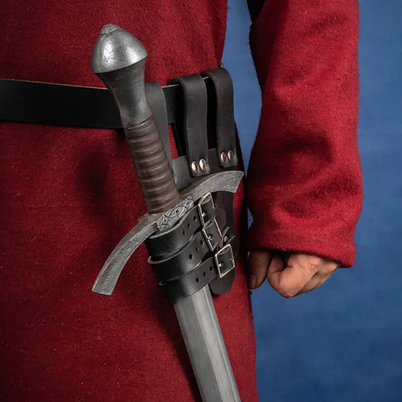 الجلود القرون الوسطى فايكنغ LARP السيف حزام غمد قابل للتعديل غمد حامل فارس المحارب تأثيري ملحق سيف ذو حدين الحافظة الضفدع جديد