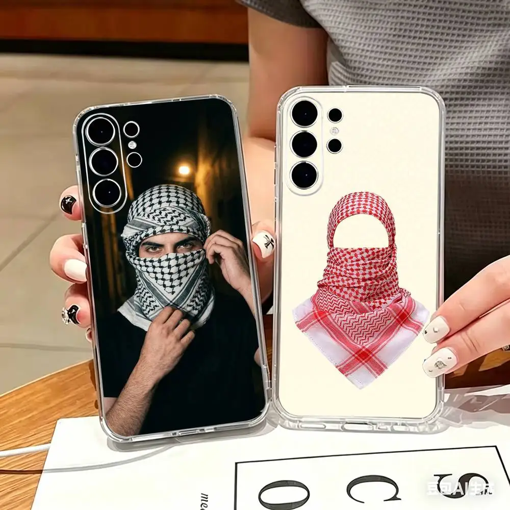Exotic Arab Hattah Keffiyeh fashion Clear Hard Phone Case For Samsung S25,24,23,22,21,10,9,Ultra,Plus,Lite Transparent Cover