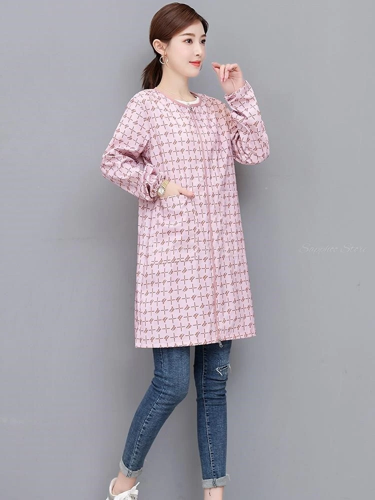 

M/L/XL/2XL/3XL Рабочая одежда для ухода за домашними животными Водонепроницаемая противоволосыная унисекс с длинными рукавами Фартук для парикмахера с сеткой Чидори Парикмахерский фартук