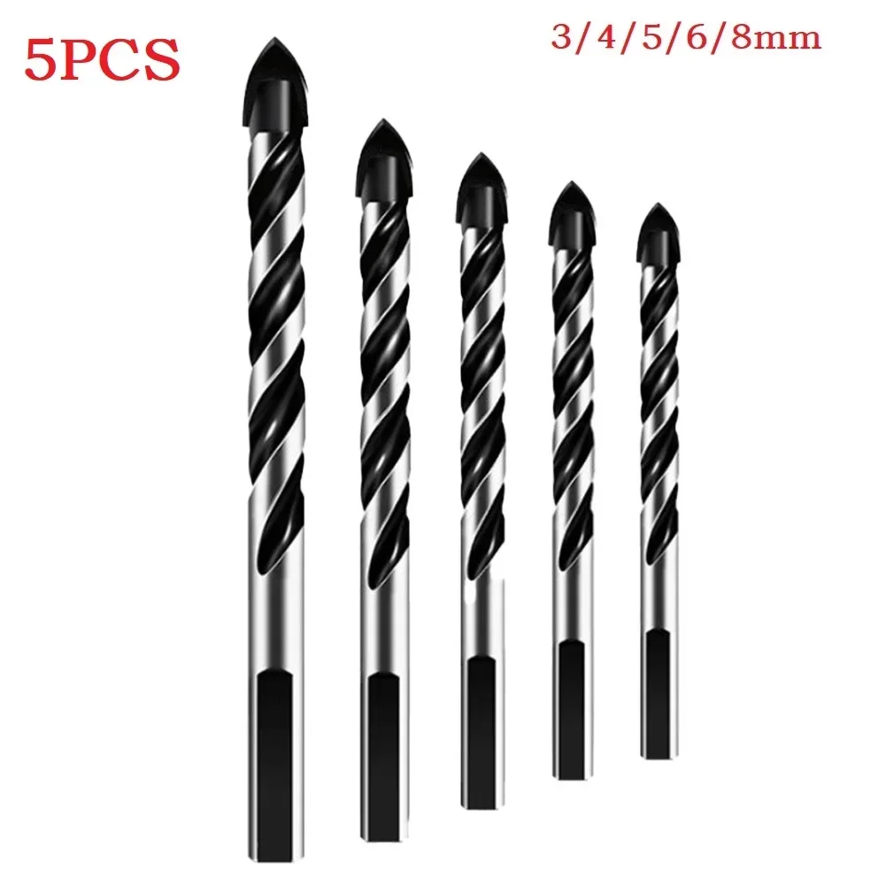 Power Tools 5PCS Drill Bits For Glass Marble Plastic Soft Metal Brick Cement Cemented Carbide Triangular Shape Handle