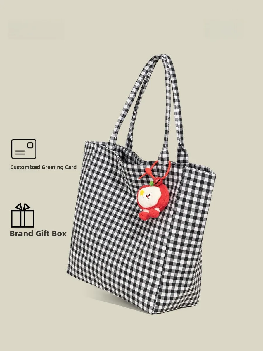 

Original Lazy Sle Canvas op Bag Women's New Simple Large Capaci Single oulder Tote Bag Casual Cheered Pattern
