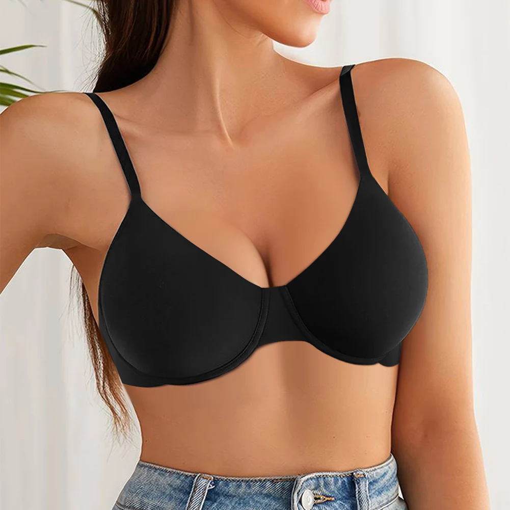 Ultra thin solid color lingerie for ladies sexy push up underwired bra for women comfortable female home underwear