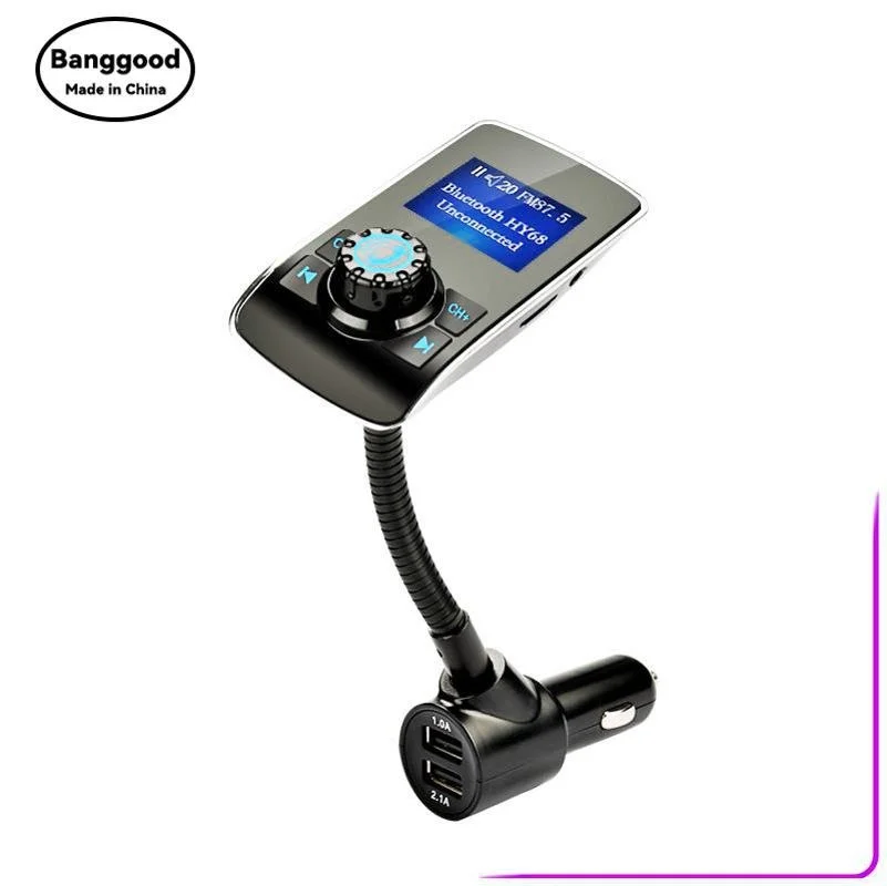 

HY68 Snake Tube with Dot Matrix Screen Car Mp3 Player Bluetooth Bracket Dual USB Charger Wholesale