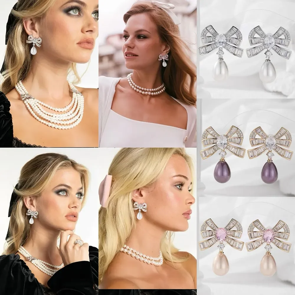 

Kellybola New Luxury Vintage Bow Oval Earrings For Women Wedding Party Hollow Engraving Dubai Bridal Earrings Fashion Jewelry