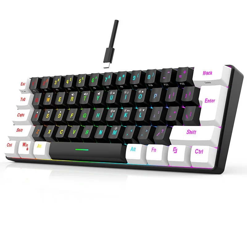 

Wired USB Gaming Mechanical Keyboard Gamer Keypad 61 keys for PC Xbox Gaming Mechanical Keyboard RGB Light