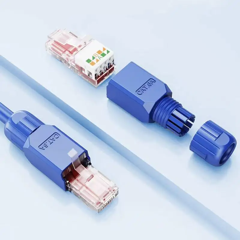 Tool-Free RJ45 Connector, CAT6A  CAT6 Field Termination Plug, RJ45 Tool Less Gold Plated Modular Plug,