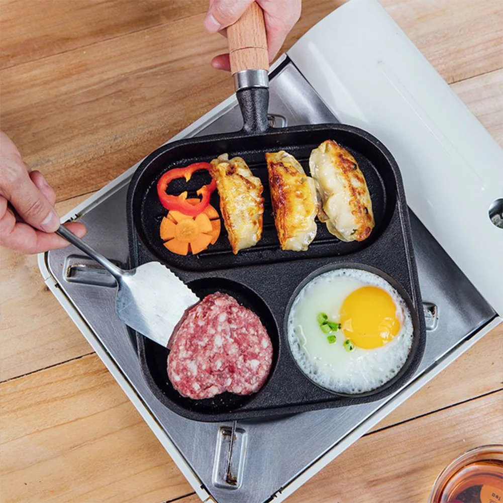 

Cast Iron Pan Skillet 3-Cup Non-Stick Egg Burger Maker Small Breakfast Frying Grill Pot Suitable for Gas Stove Induction Cooker