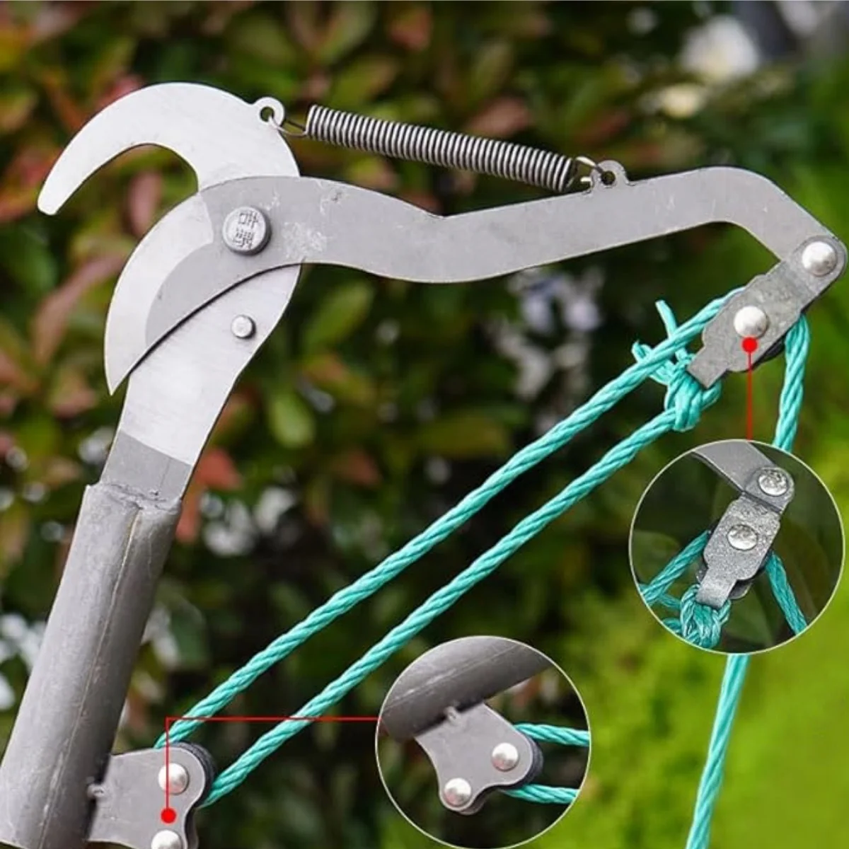 مقص البستنة بحبل خفيف الوزن ومتين ومقص تشذيب النباتات سهل الاستخدام وتصميم بكرة واحدة مريحة #6