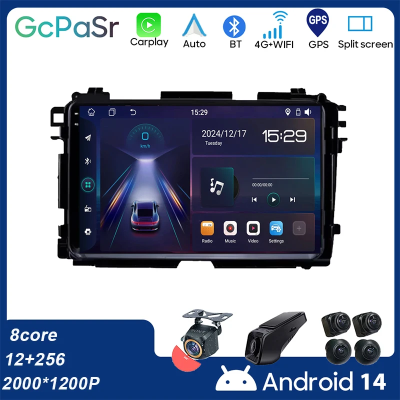 

CarPlay For Honda Vezel HR V HRV XRV 2015 - 2020 4G Car Android Auto Radio Stereo Multimedia Player GPS Navigation 5G WIFI DVD