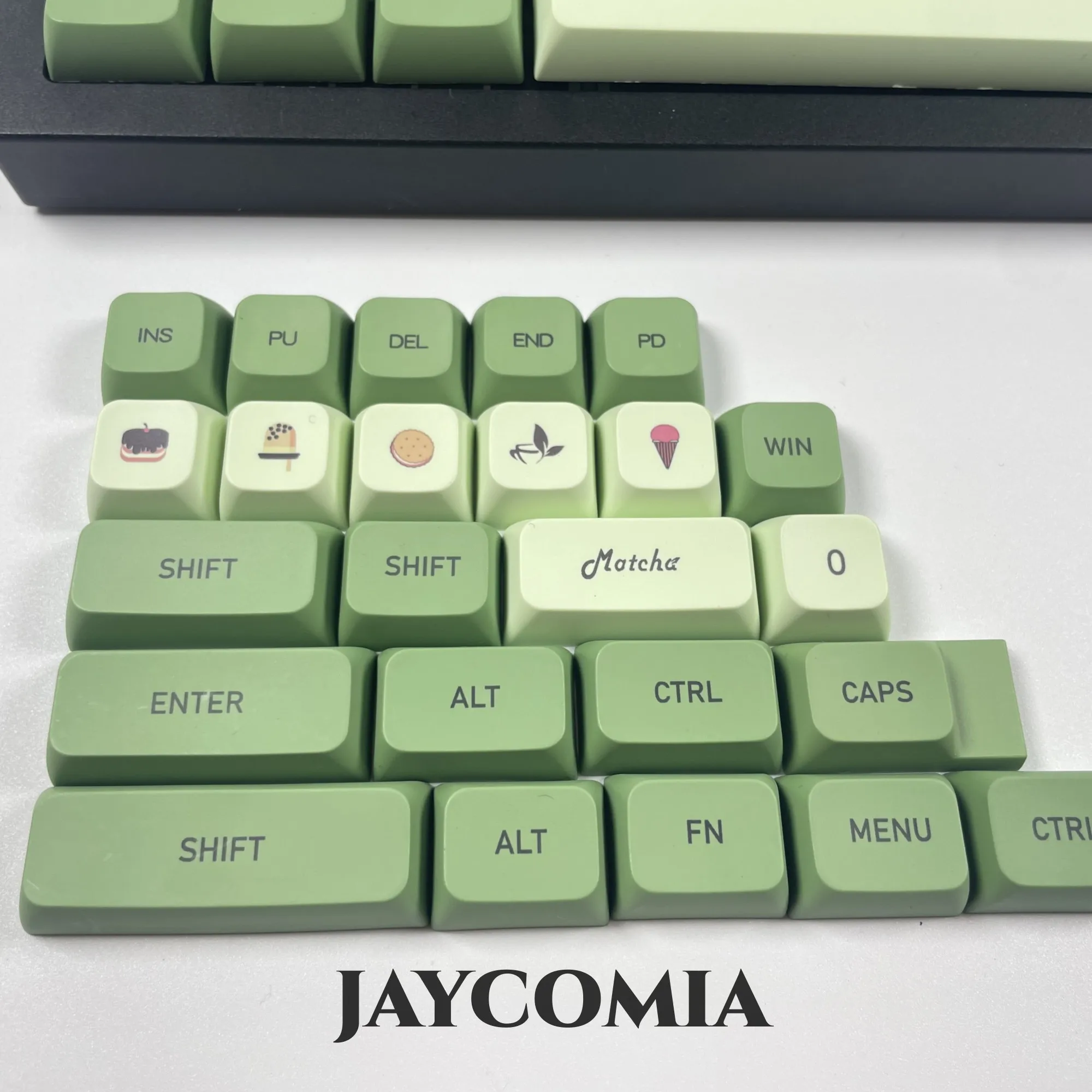 XDA-Profile Matcha Keycaps, Inglês, Russo, Coreano, Japonês, PBT Dye Sub, 127 Keys for Gaming Mechanical Keycaps, RK61, GK68