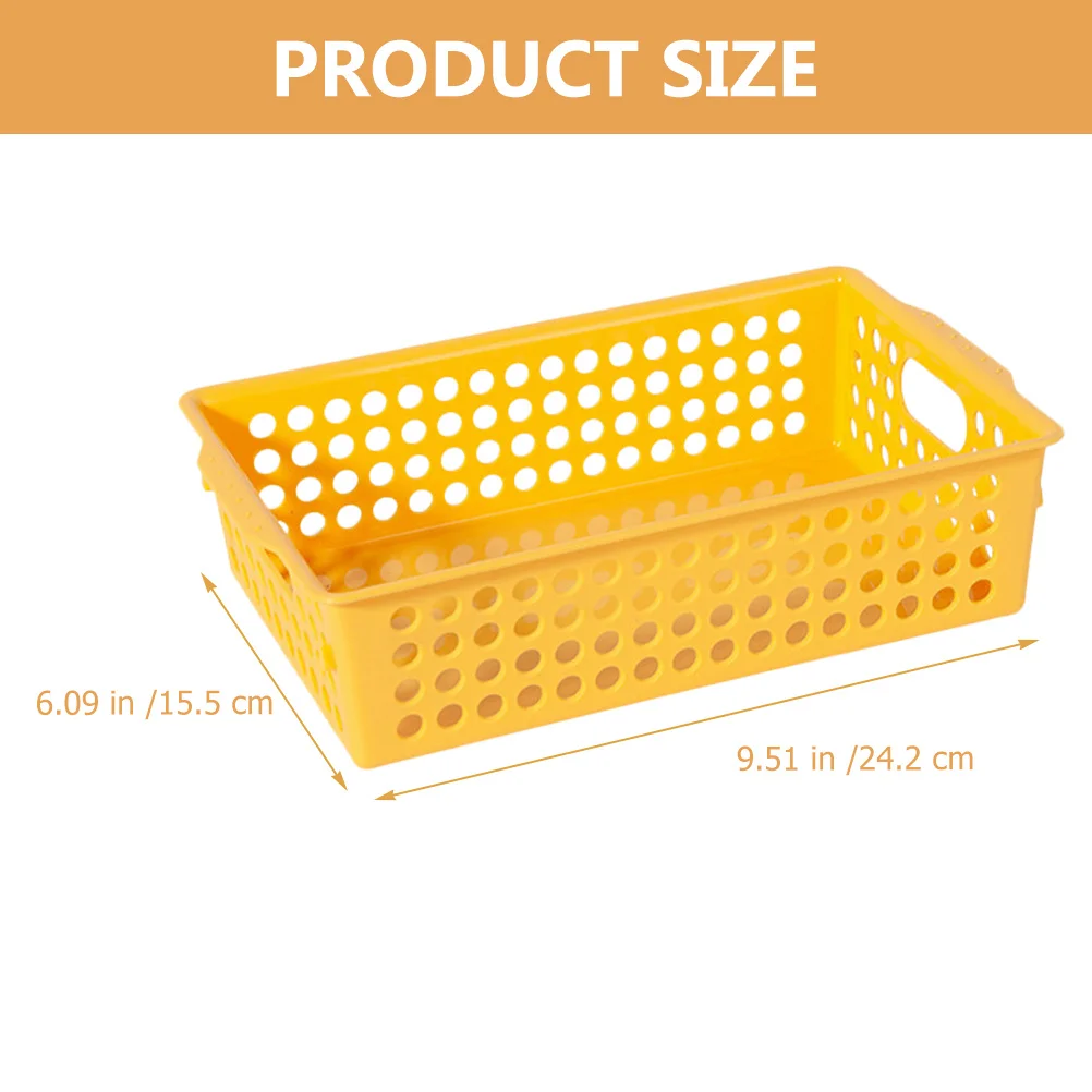 

6Pcs Storage Basket Organizer Hollow Plastic Basket for Clothes Books Small Items Handle Compact Desktop Storage Bin