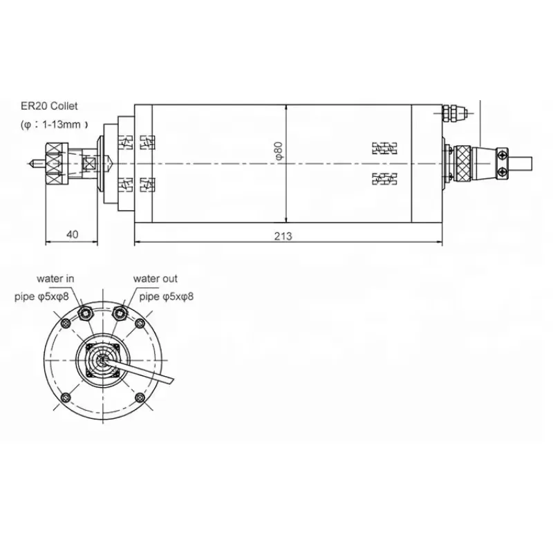 

High Quality HQD ER20 2.2 KW 3KW 5.5KW Water Cooled Spindle Motor 220v/380v Cnc Spindle Motor for CNC Woodworking Machinery