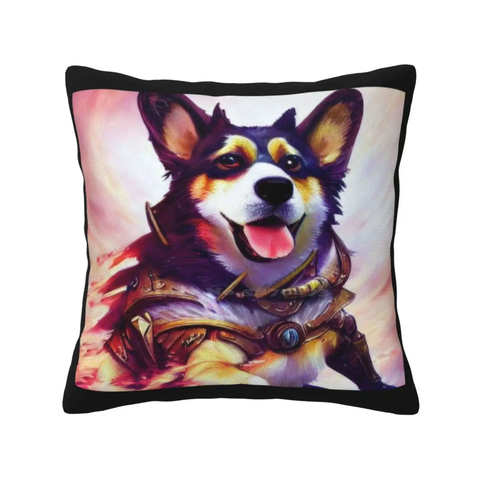 Ai Generated Art , War Corgi Throw Cushion Pillow Cover Ai Art Ai Generated Art Pets Ai Corgi War Corgi Battle Corgi D20