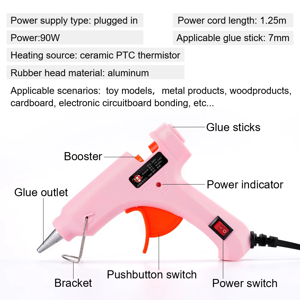 Imagem -03 - Hot Melt Pistola de Cola com Interruptor Mini Thermo Pistola de Calor Elétrica Aquecedor Reparação Ferramenta Faça Você Mesmo mm Cola em Bastão 90w