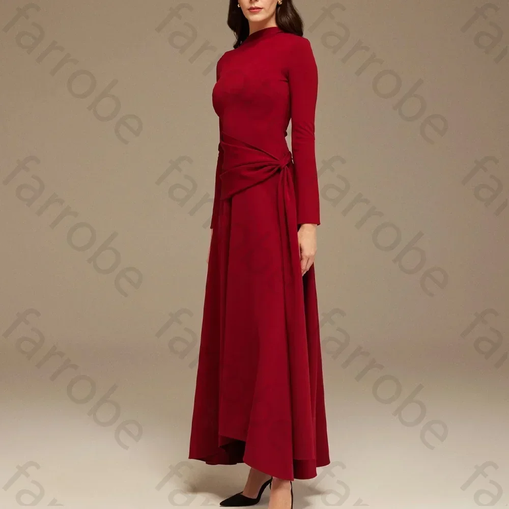 

Long-Sleeve Draped Maxi Dress with Asymmetric Hem A-Line Evening Dresses Exquisite High Quality Prom Party Gown Women Customized