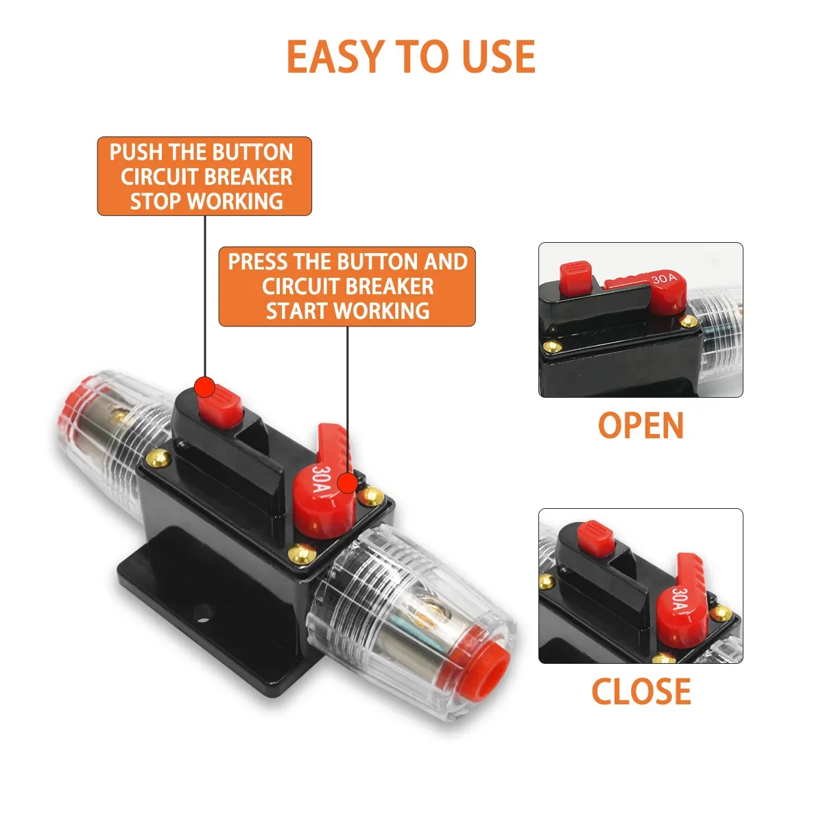 12V 24V 20A to150A Car Truck Resettable Fuse Short Waterproof  Protection Fuse Boat Self-recovery Resettable Circuit Breaker