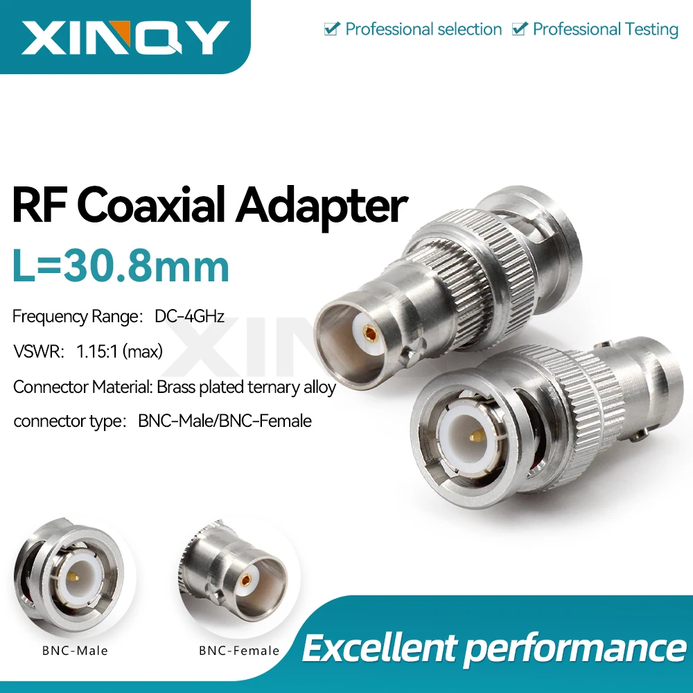 XINQY 50 Ohm BNC-JK Coaxial Adapter  DC-4GHz, Q9 Male-to-Female, RF Test Converter