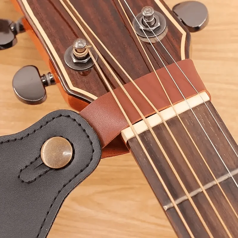 Guitar Strap Button Headstock Adapter. Vintage Leather with Latch for Ukuleles, Bass, Acoustic, and Electric Guitars.