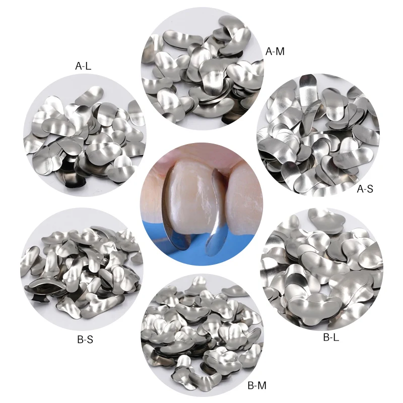 100pcs Dental Matrices Sectional Contoured Metal Matrix Bands Metal Clamping/Seperating Rings Dentist Oral Care Tool