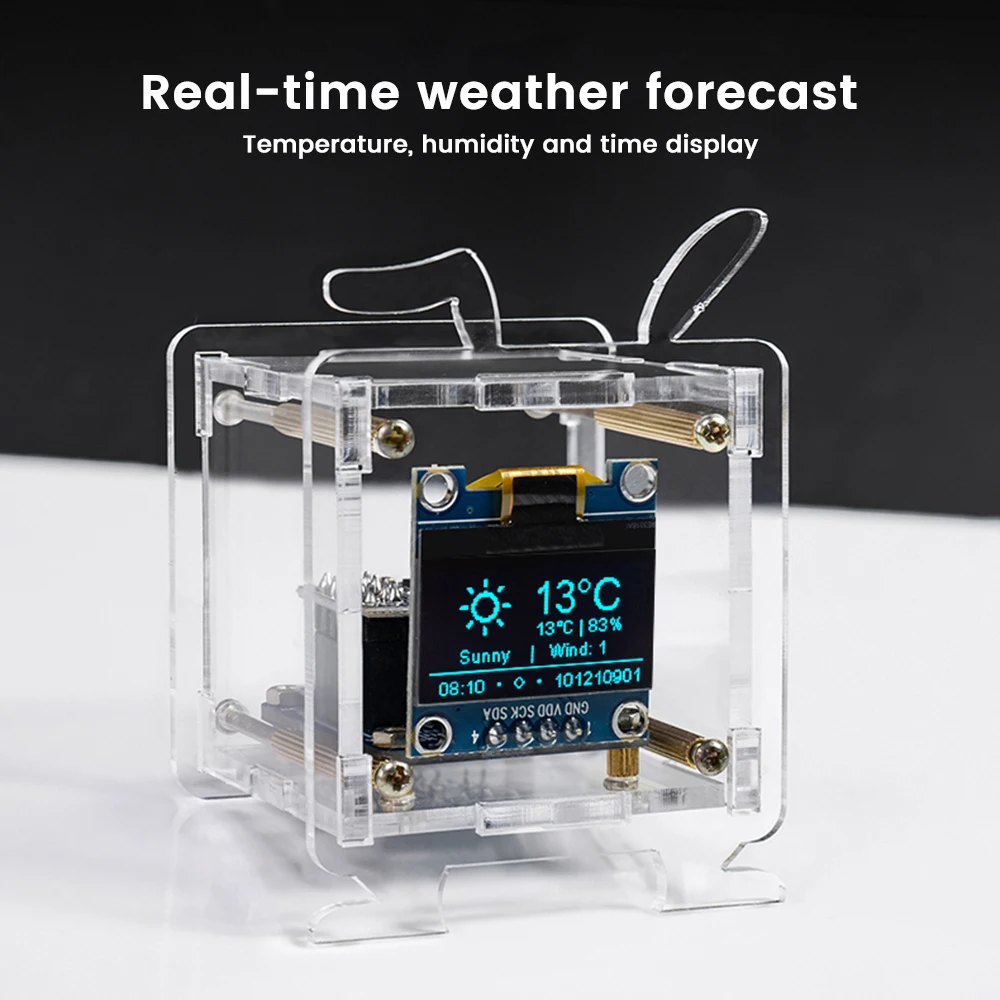 Mini Kit Relógio Eletrônico Display Oled Suporte 2.4g Rede Wifi Solda Divertida Parte Solta 0.96 Esp8266