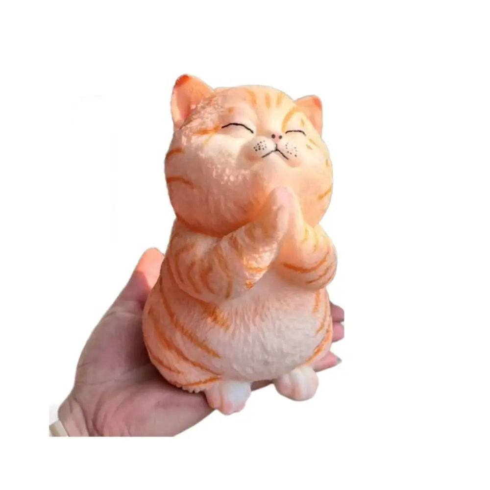 Muñeco de gato grande de oración, juguete para apretar, Animal de dibujos animados, juguete colorido para apretar en forma de gato, muñeca Artificial grande y suave, juguete para apretar