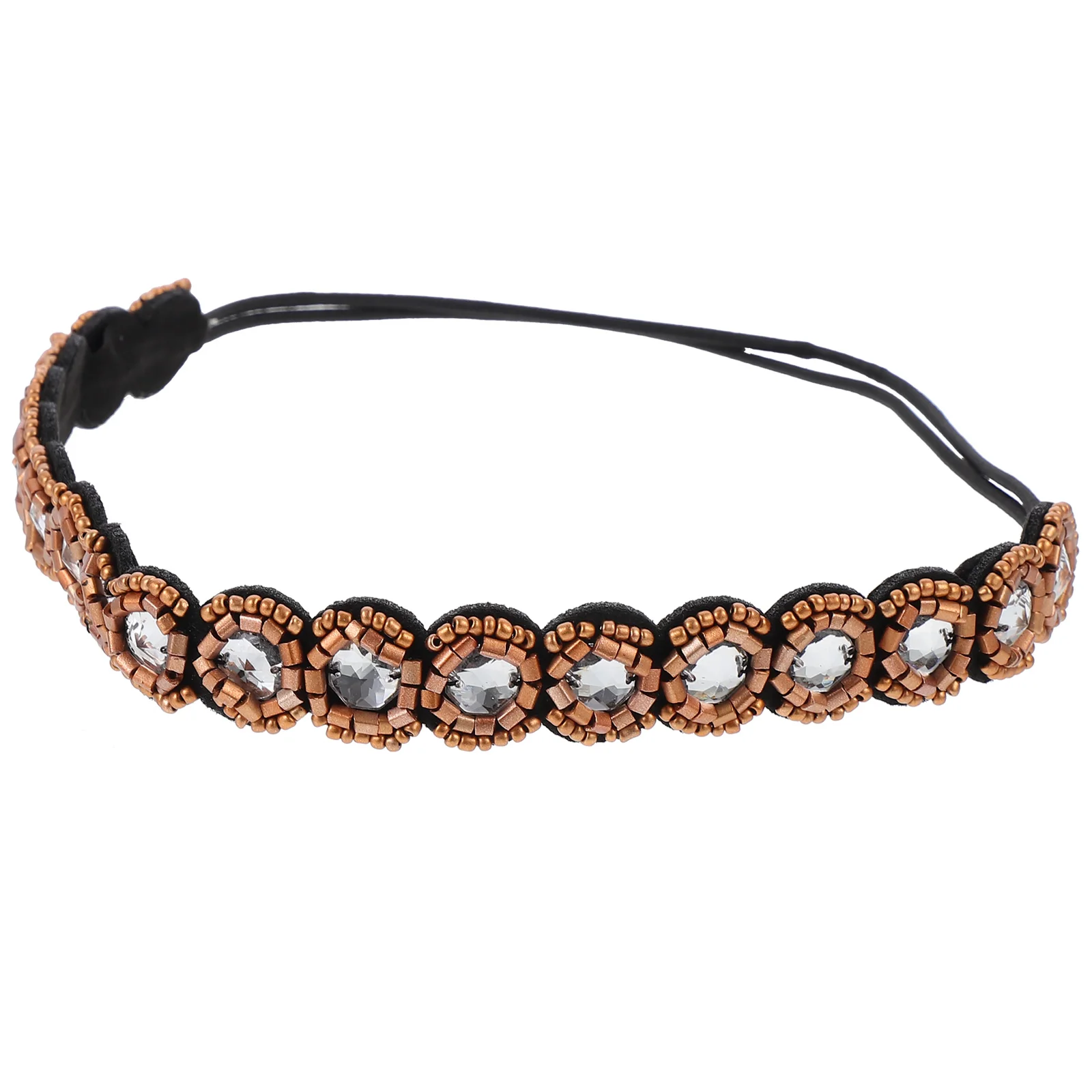 

Glass Bead Hair Band Bohemian Studded Headpiece Wedding Party Rhinestone Crown Forehead Accessories Women Boho Headband