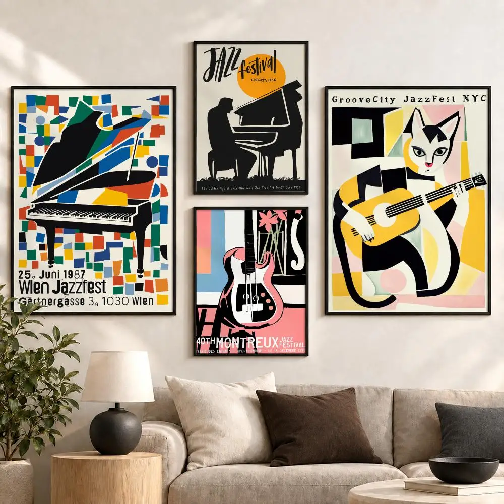 Jazz music Vintage 60s Jazz Club Saxophone Night Vibes Poster Aesthetic Art Print for Bedroom & Living Room Decor, Unframed