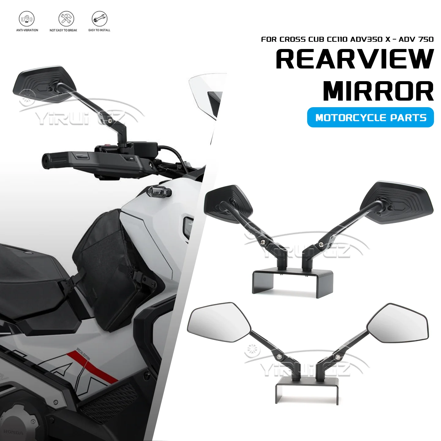 

Motorcycle Rearview Mirror For HONDA CROSS CUB CC110 ADV 350 X-ADV 750 Aluminum Adjustable Side Rear View Mirror CROSS CUB CC110