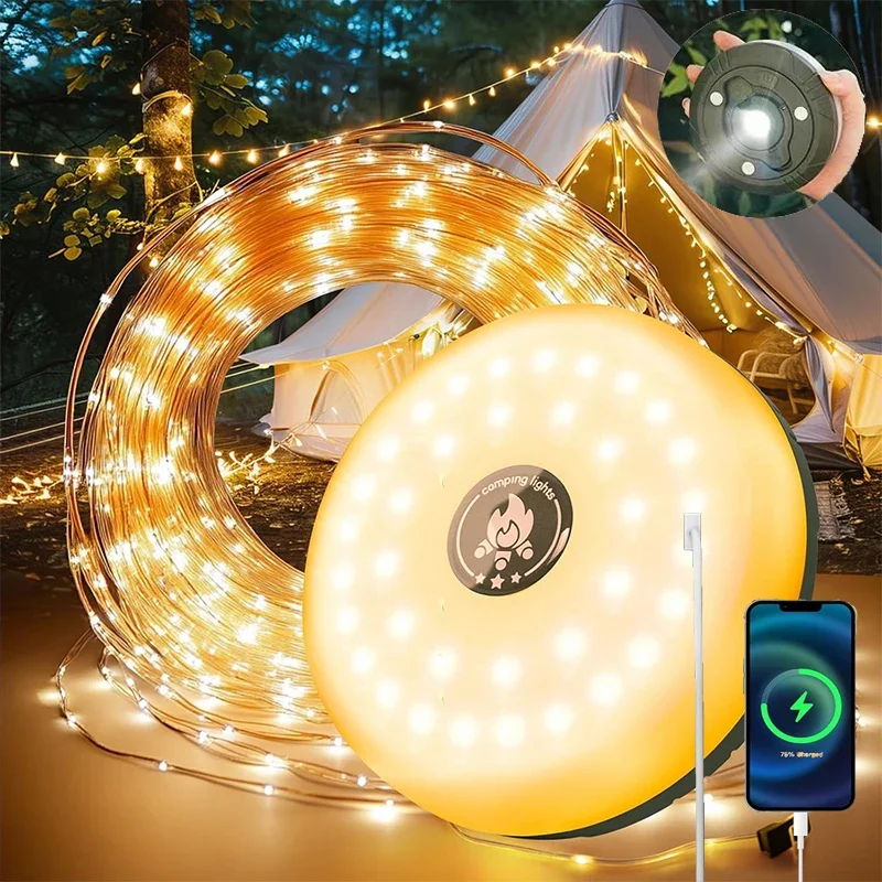 

Nice LED Camping Lamp Strip Atmosphere 10M Length Waterproof Recyclable Light Belt Outdoor Garden Decoration Lamp For Tent Room