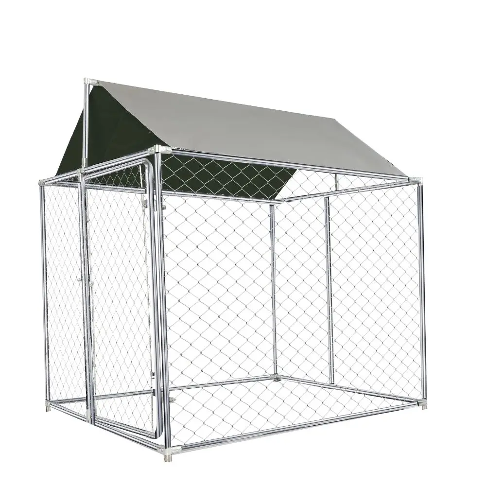 

High Quality Chain Link Dog Kennel 2x1.5x2m Outdoor Dog Enclosures Closed Top with Waterproof UV-Resistant Cover