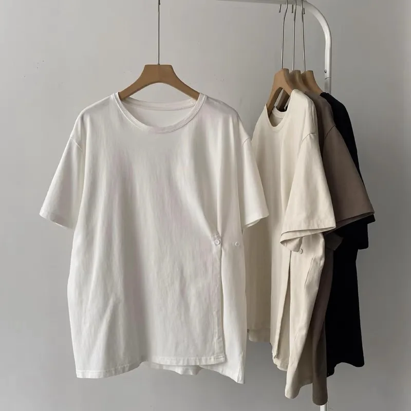 plus Size 300 Pounds  Color Short Sleeve T-Shirt Women Summer Loose Slimming Korean Style Belly Covering Cotton Top