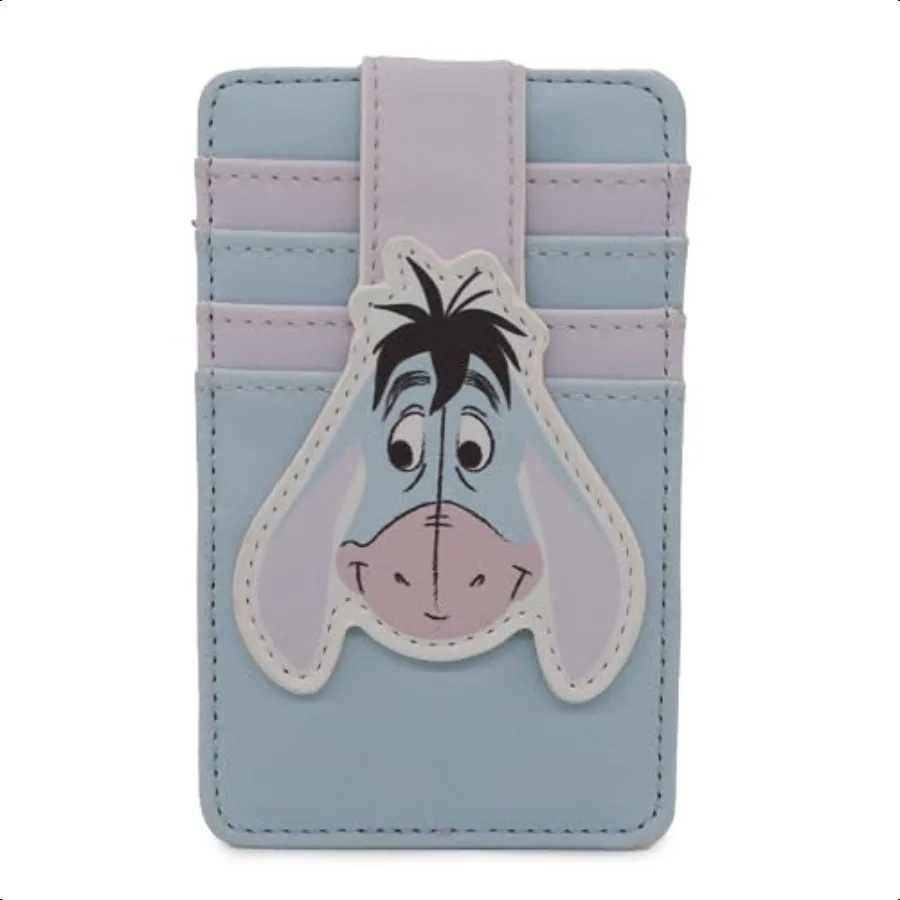

Vegan Leather Wallet ID Card Holder Eeyore Face Lavender Light Blue