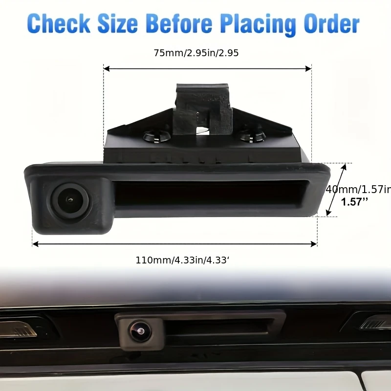 Rear View Reverse Camera for BMW 3 Series, 5 Series, X5, X6 E60, E70, E82, E90 with Guide Parking Line - Trunk Handle Mount