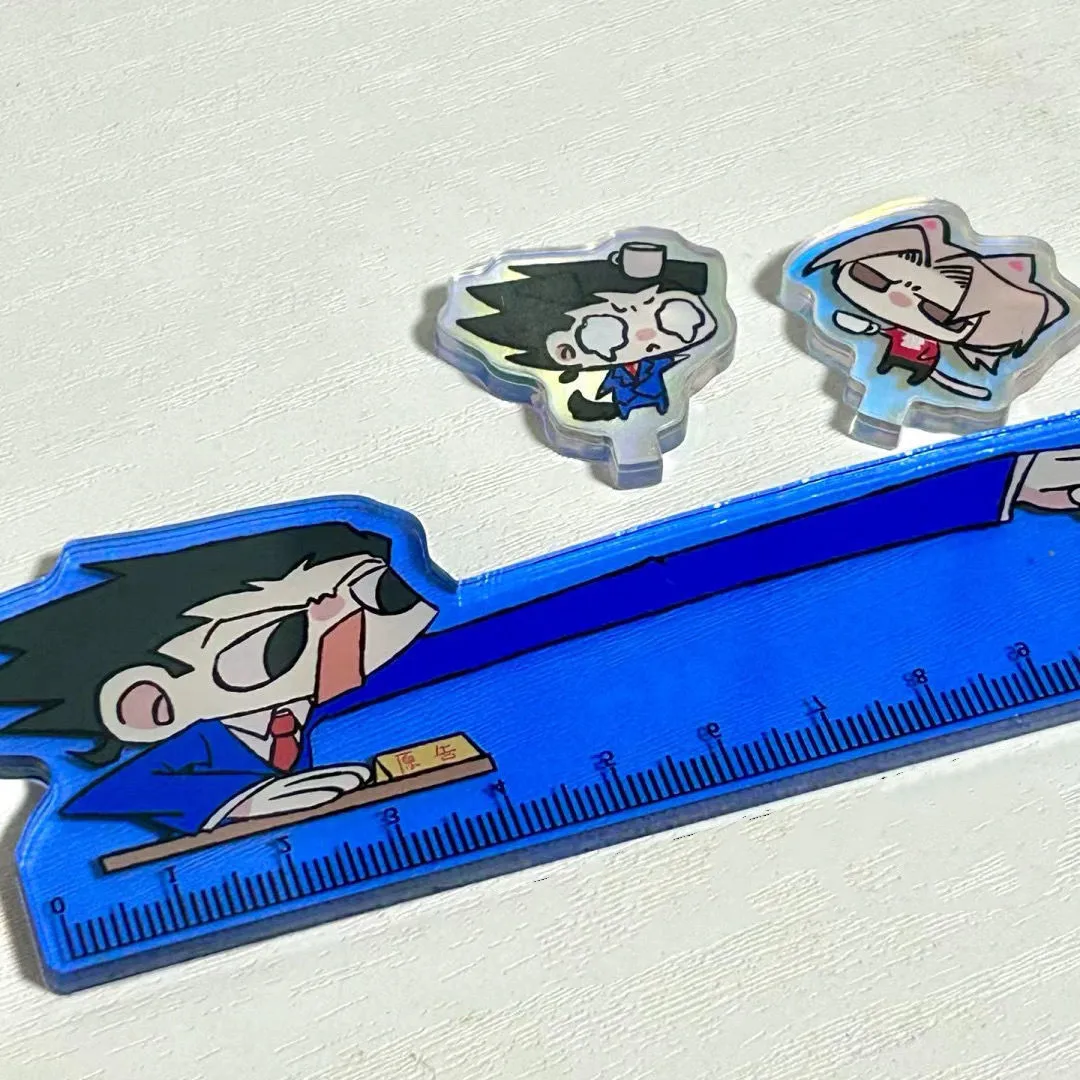 Gyakuten Saiban Ruler Naruhodou Ryuichi Mitsurugi Reiji Ace Attorney Anime Goods Collection Drawing Tool Student Stationery Gift