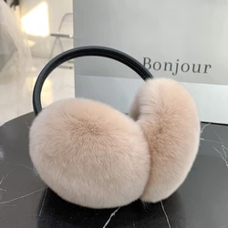 100% doğal Rex tavşan kürk Earmuffs kadın moda sıcak rusya kış gerçek kürk Earmuffs çocuk kulak koruyucu kürk Earlap kız