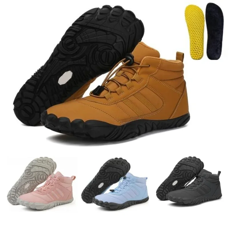 

2023 Winter Booties Men Snow BareFoot Casual Shoes Outdoor Work Shoes Ladies Warm Fur Men Ankle Shoes Male Snow Boots Big Size