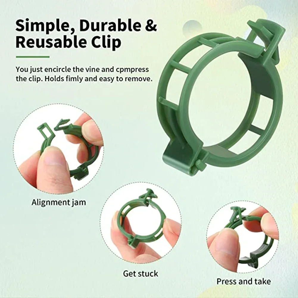100Pcs Plant Support Clips Ties Trellis Stake Clips Garden Veggie Tomato Greenhouse Holder For Garden Tools Accessories