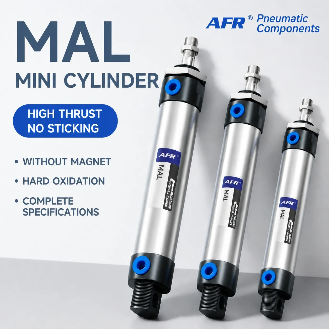 MAL40 Aluminum Alloy Round Air Cylinder Double Acting Bore Pneumatic Actuator Auto Parts Wholesale MAL40X50 150 175 300CA