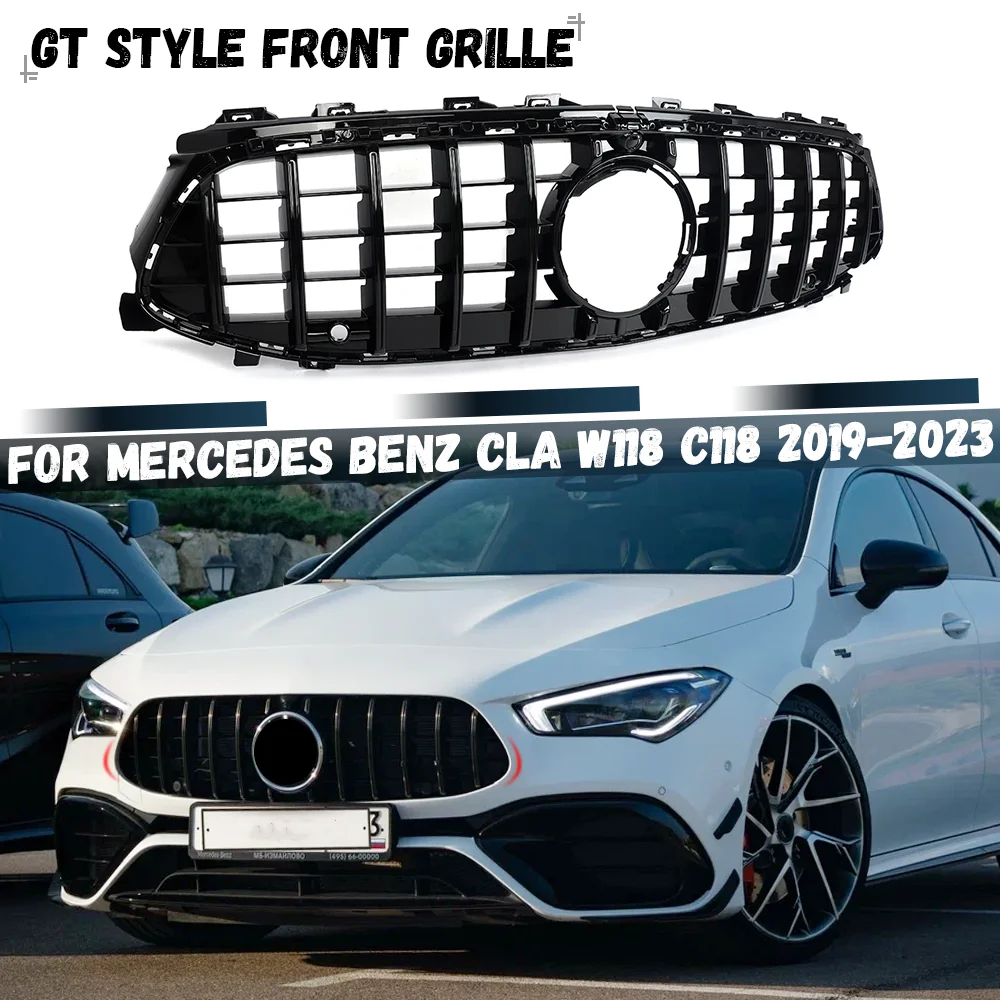 

Car Front Grille GT Style Bumper Grill For Mercede Benz CLA W118 C118 CLA180 200 250 CLA45 2019 2020 2021 2022 2023