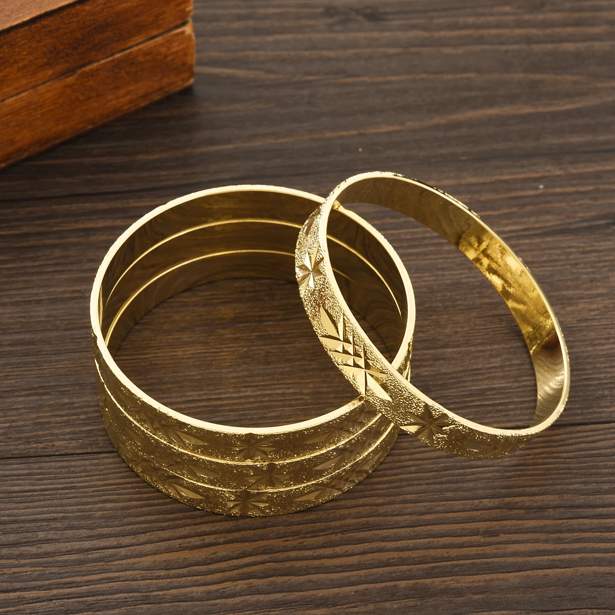 9K Color 55MM Kid Size Cute Shiny Bracelet Hawaiian Jewelry Polynesian Gold Plated Flower Bangles Girls Birthday Party Gift #045