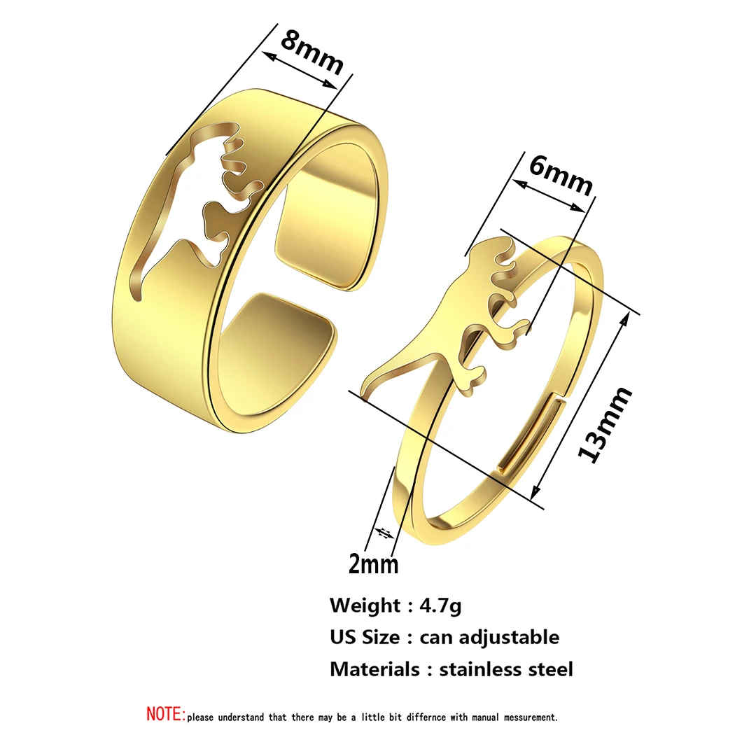 Kinitial Stainless Steel Animal T-Rex Dinosaur Ring Alternative Engagement Ring Boyfriend Husband Gift