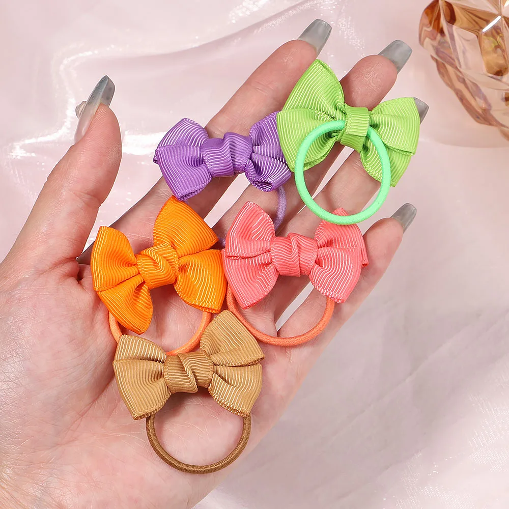 5/10/20Pcs Crianças Laços de Cabelo Cocar Meninas Scrunchies Elastic Faixa de Cabelo Crianças Corda Cabelo Elástico Arco Conjunto de Acessórios Para