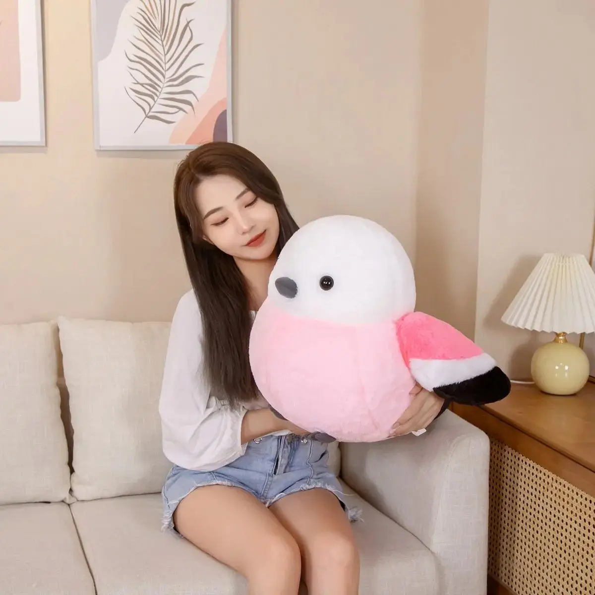 Simulation 35/40cm Cute Sparrow Crow Plush Toy Fat Round Stuffed Bird Animal Doll Pillow Soft Lifelike Bird Baby Christmas Gifts